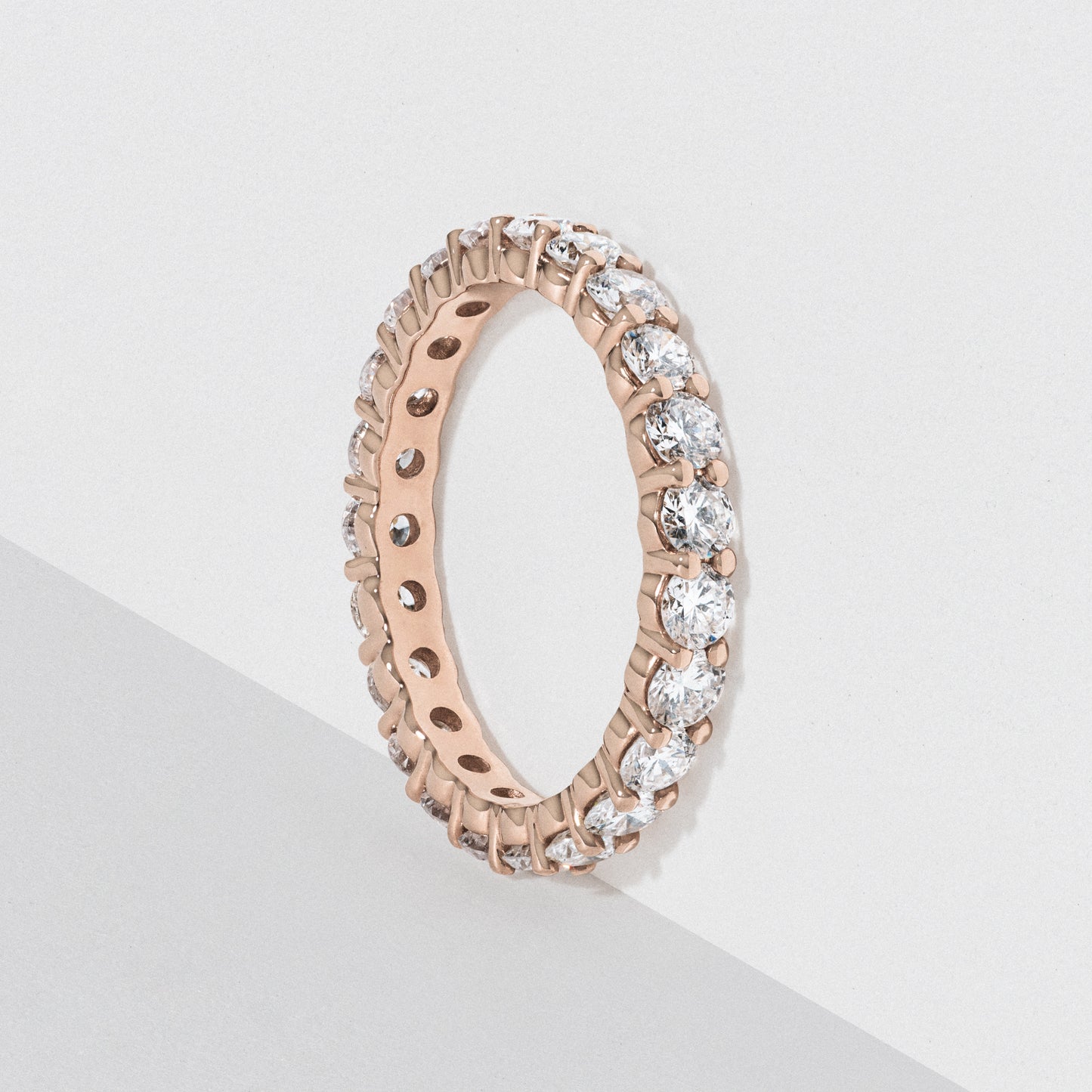 Rose Gold Diamond Eternity Wedding Band - Polished 2.5mm