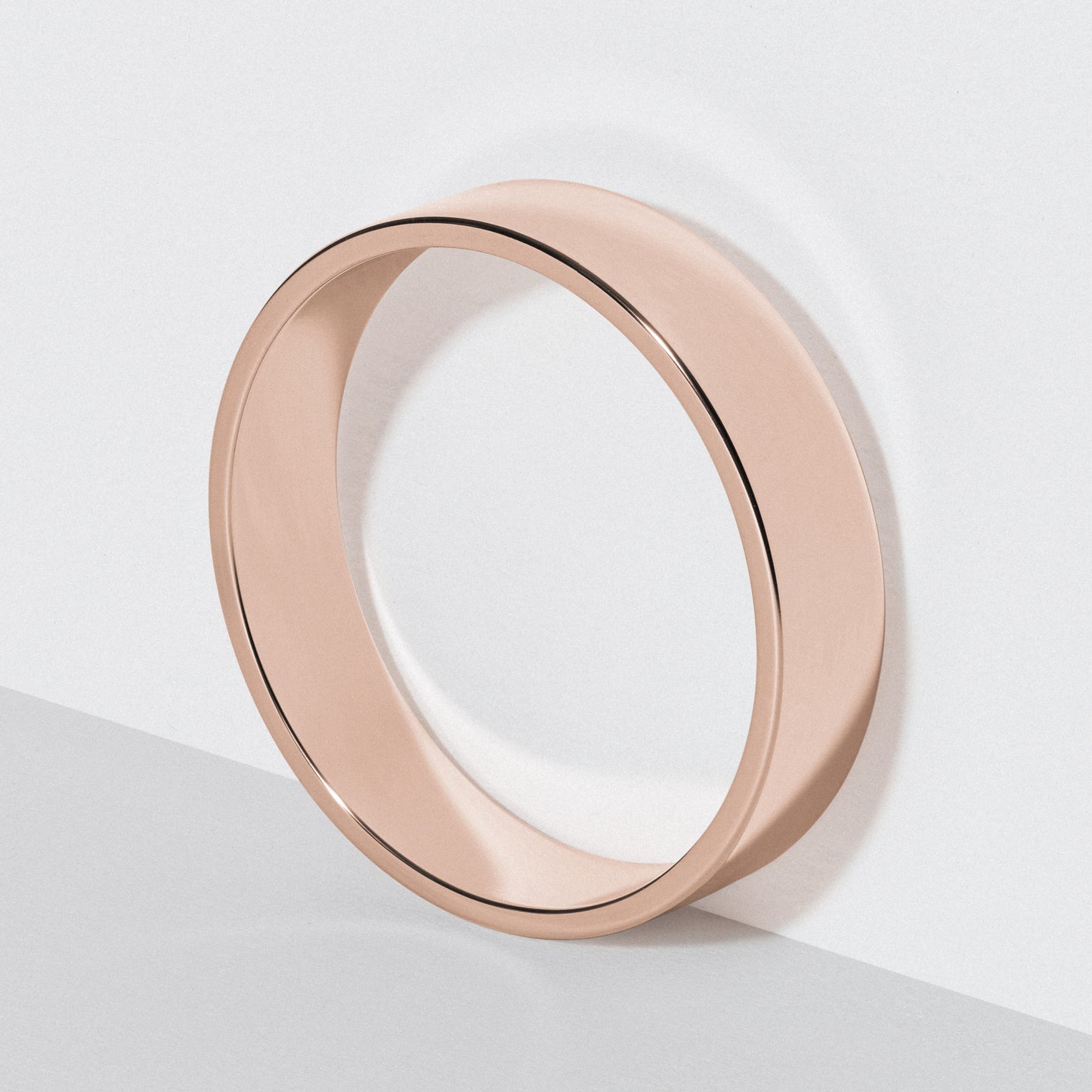Rose Gold Flat Wedding Band - Polished 5mm