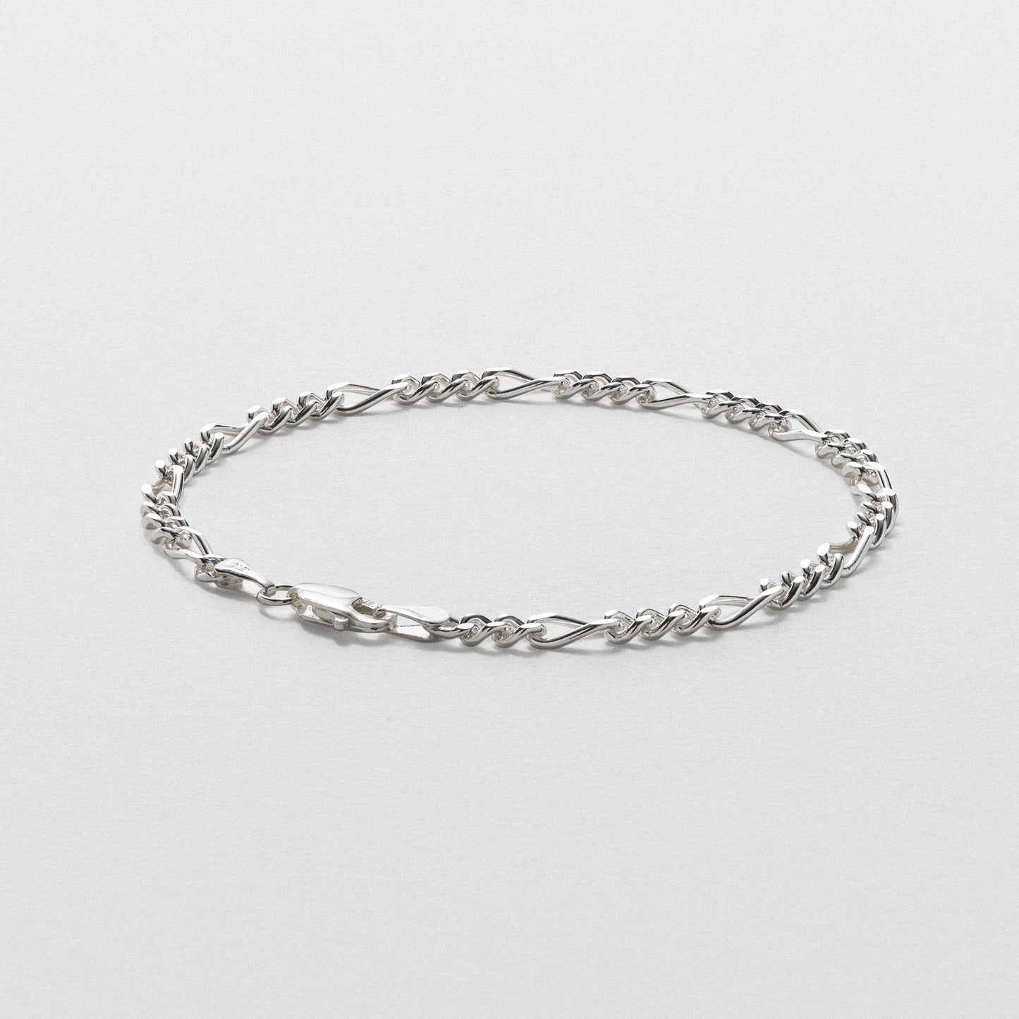 Sterling Silver Figaro Bracelet - Polished 3.5mm