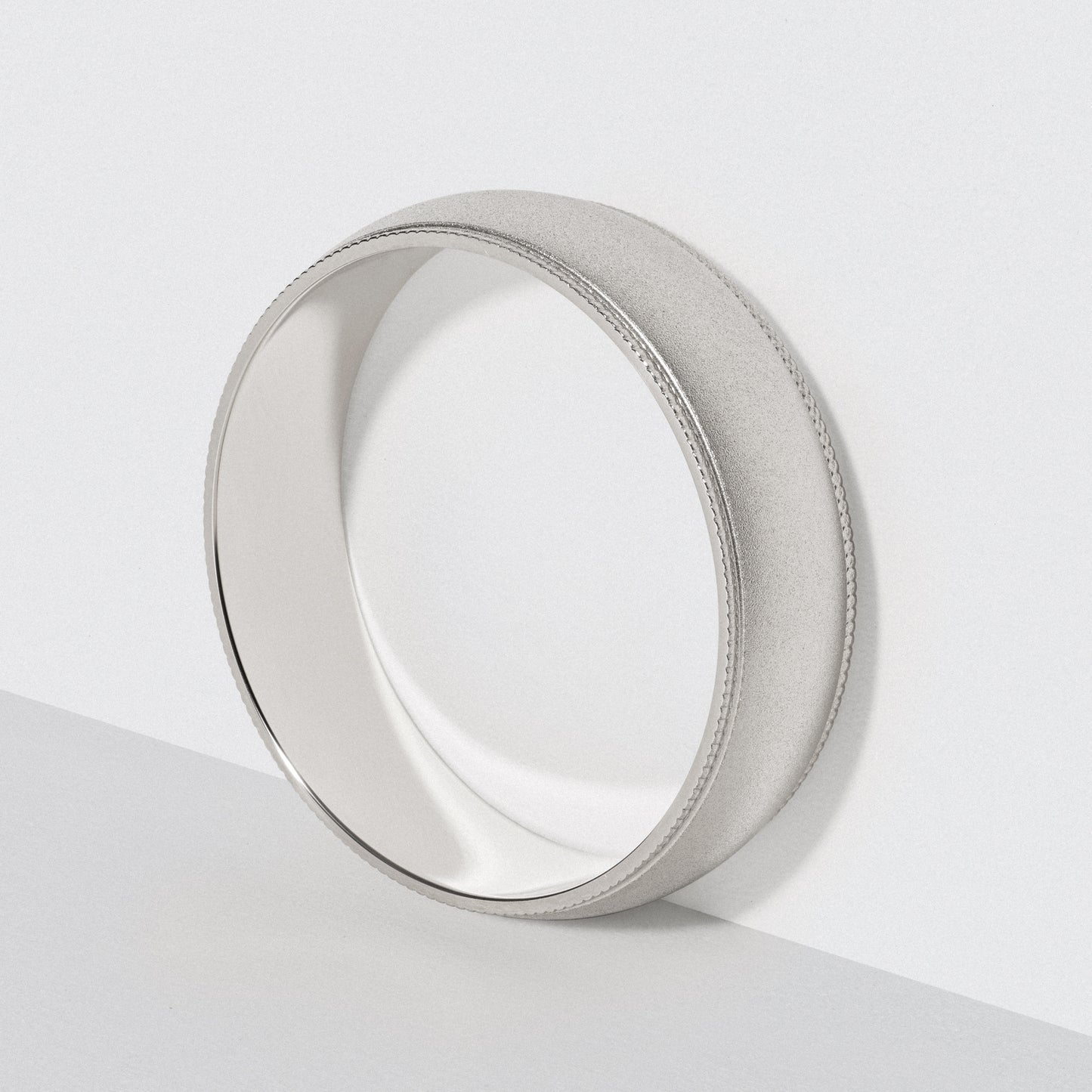 Platinum Classic Milgrain Wedding Band - Matte 6mm