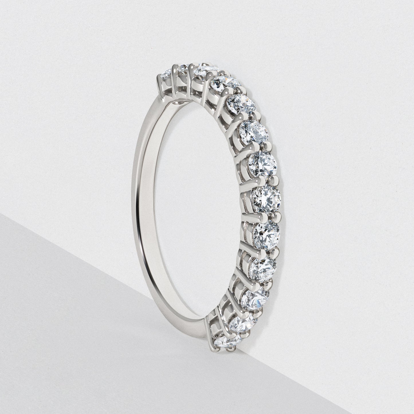 Platinum Diamond Half Eternity Wedding Band - Polished 2.5mm