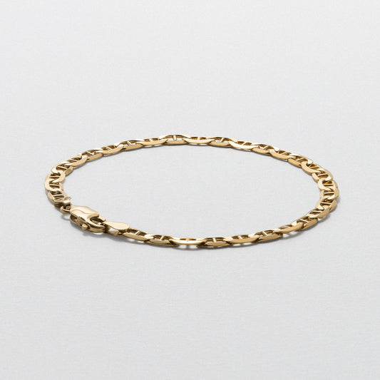 Yellow Gold Curb Anchor Bracelet - Polished 4.5mm