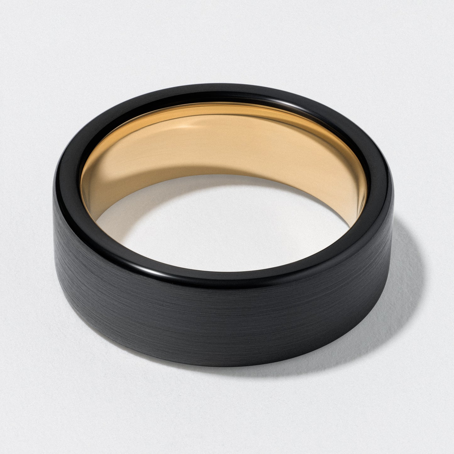 Black Tungsten & Yellow Gold Classic Wedding Band - Polished 8mm