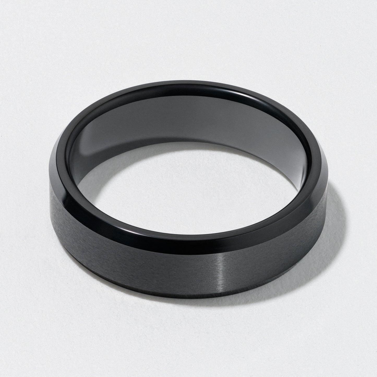 Black Tungsten Flat Wedding Band - Polished 6mm