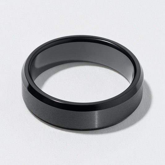 Black Tungsten Flat Wedding Band - Polished 6mm