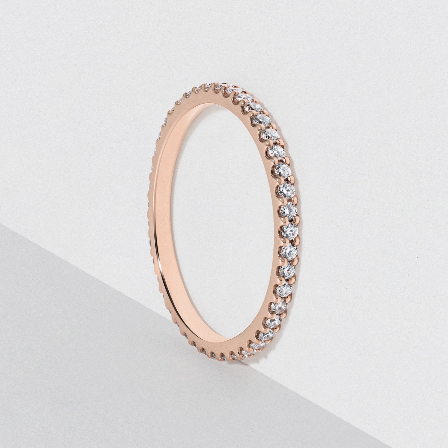 Rose Gold Diamond Eternity Wedding Band - Polished 1.5mm