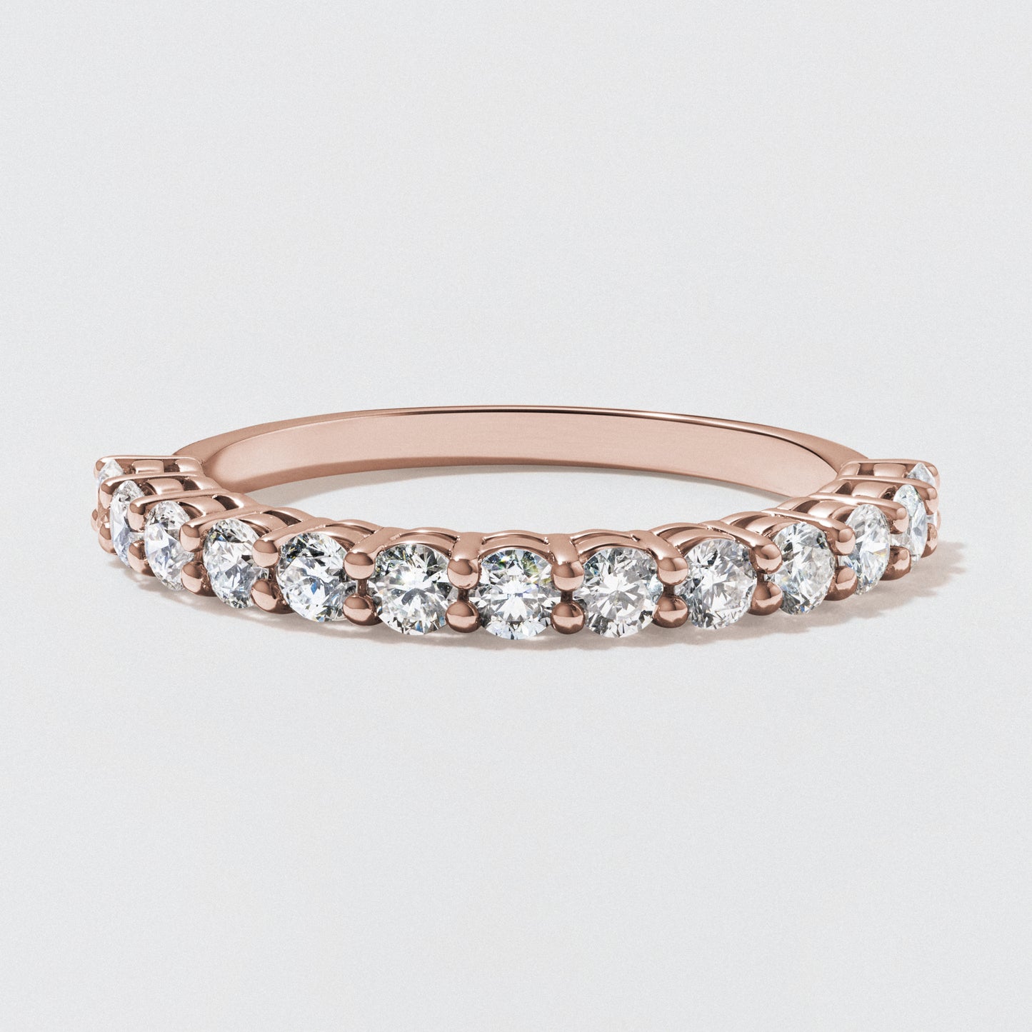 Rose Gold Diamond Half Eternity Wedding Band - Polished 2.5mm