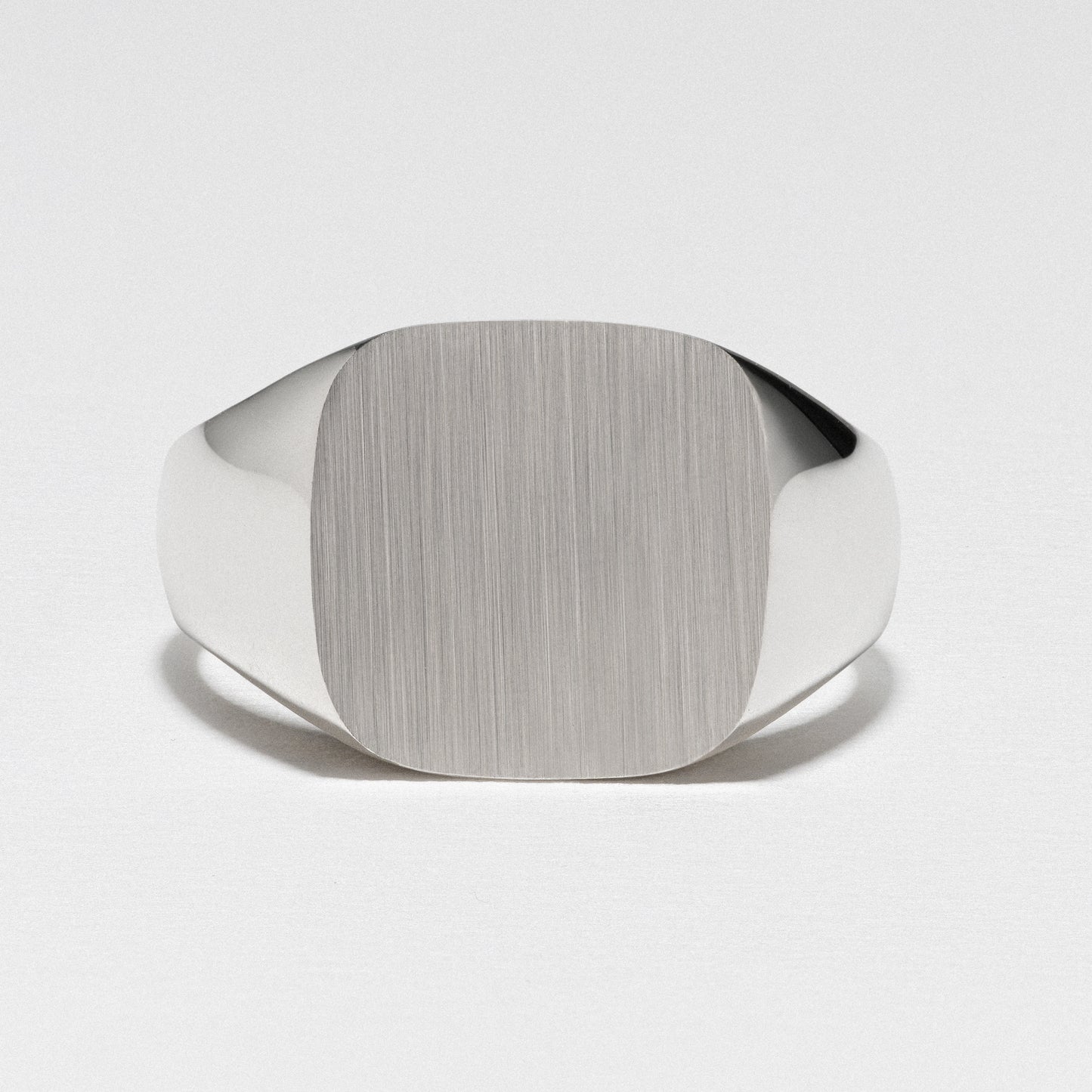 Sterling Silver Signet Ring, Square Brush Top - Polished