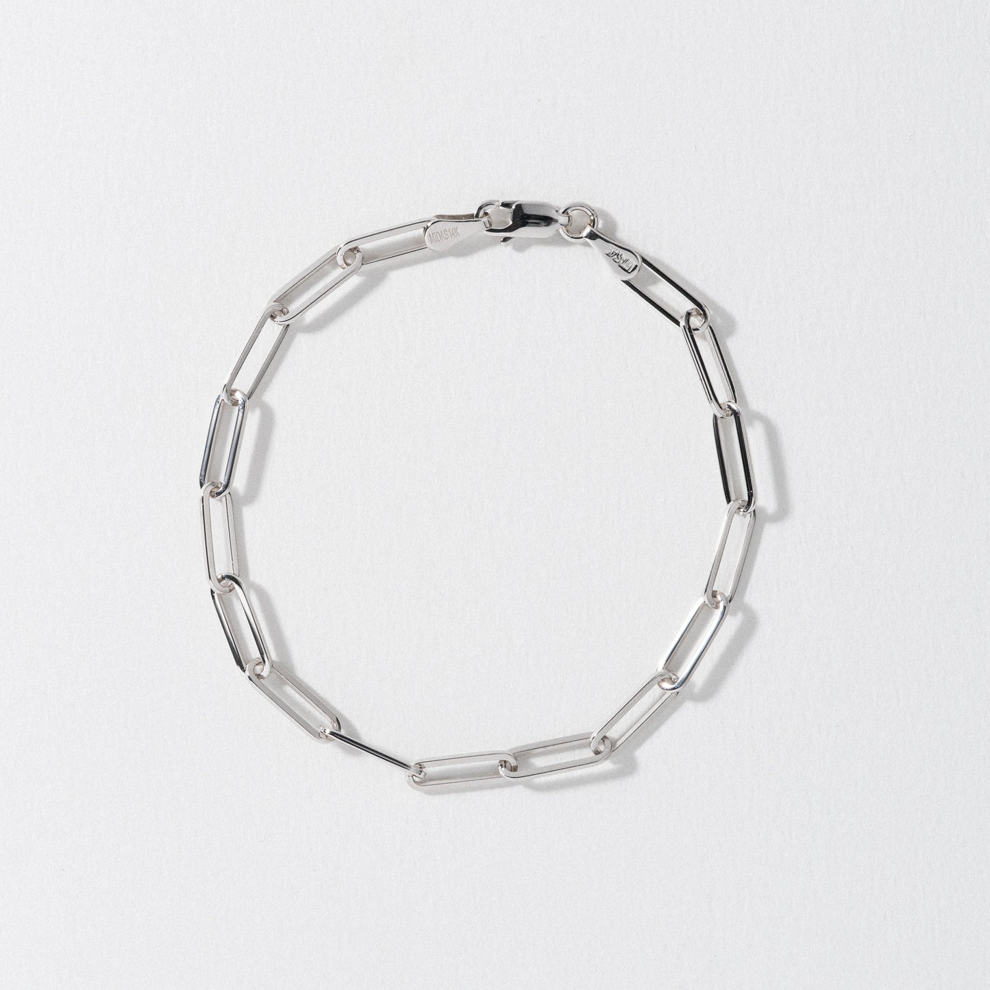 White Gold Chain Link Bracelet - Polished 3.85mm