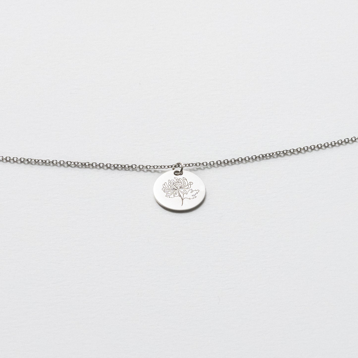 Sterling Silver Pendant Chain Necklace, Floral - Polished 11.95mm