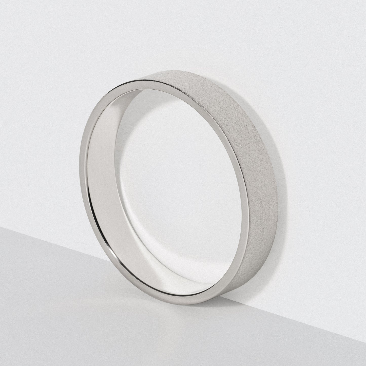 Platinum Flat Wedding Band - Matte 4mm