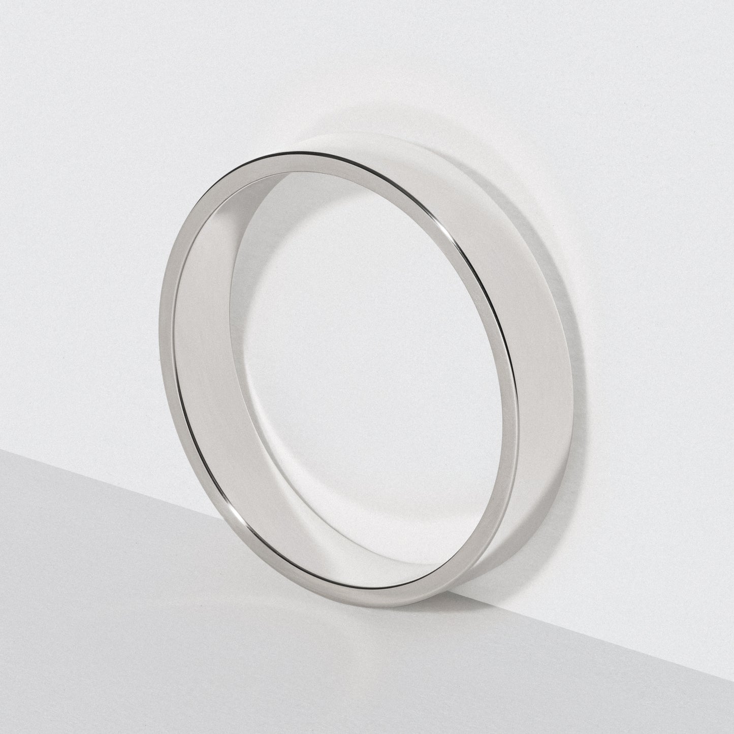 White Gold Flat Wedding Band - Polished 4mm