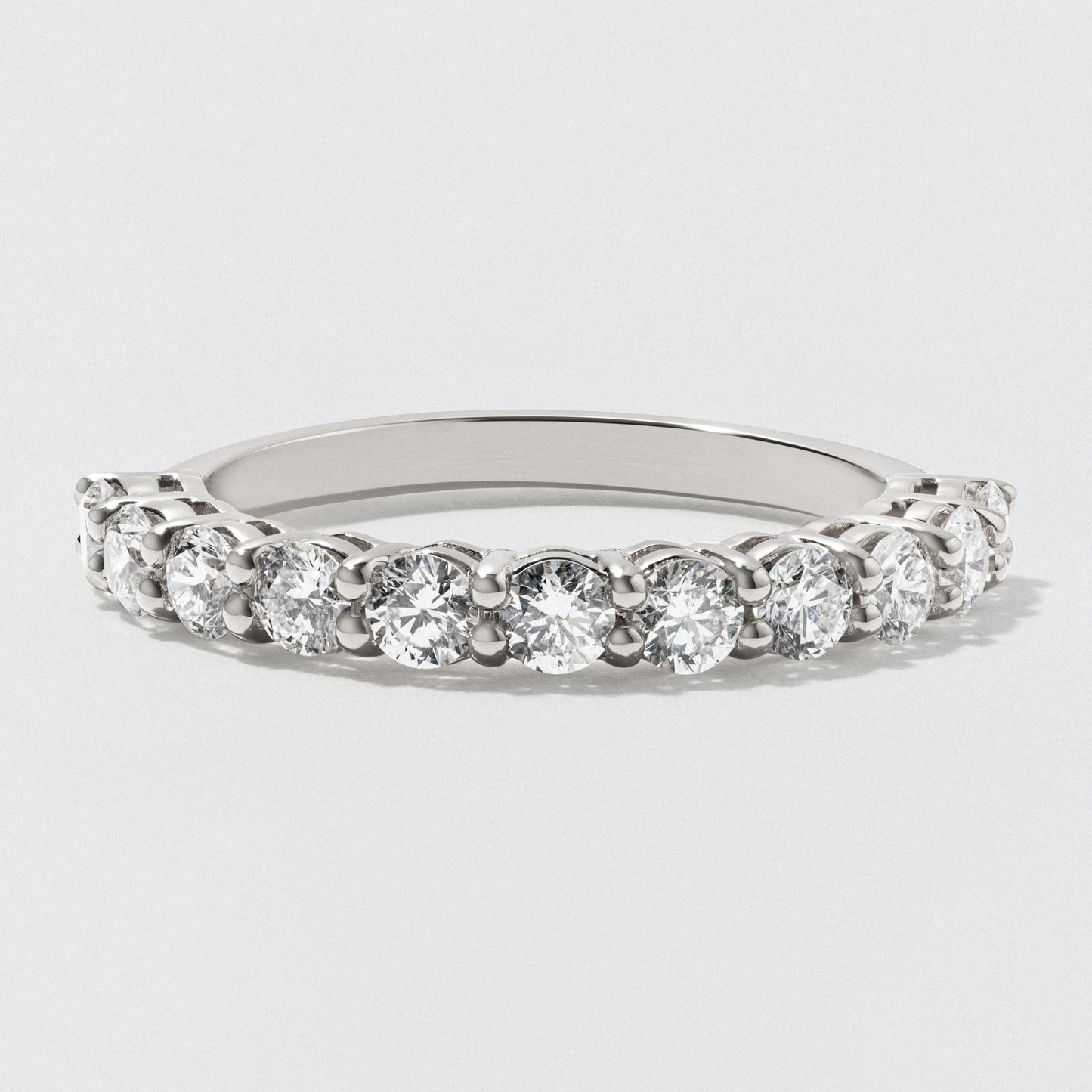 White Gold Diamond Half Eternity Wedding Band - Polished 3mm