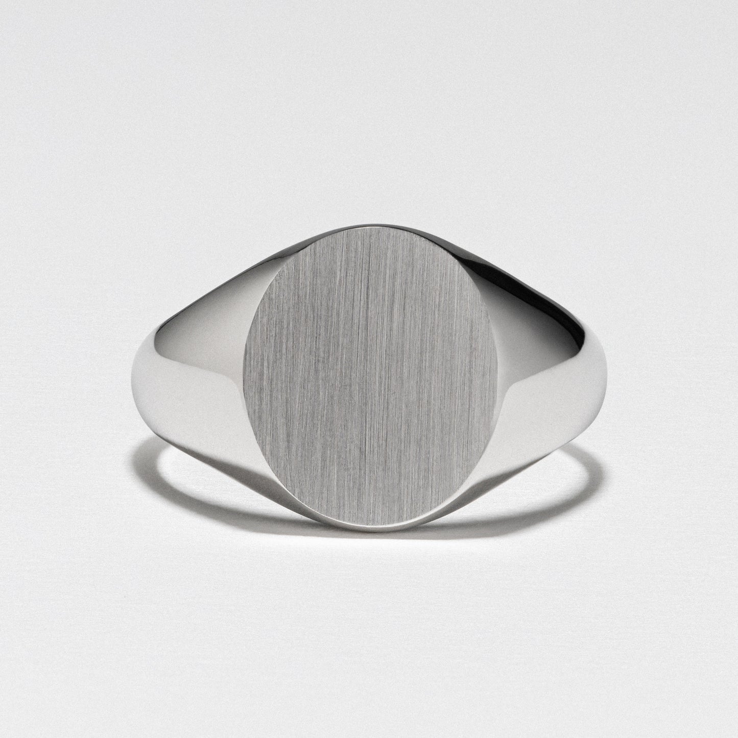 White Gold Signet Ring, Oval - Polished