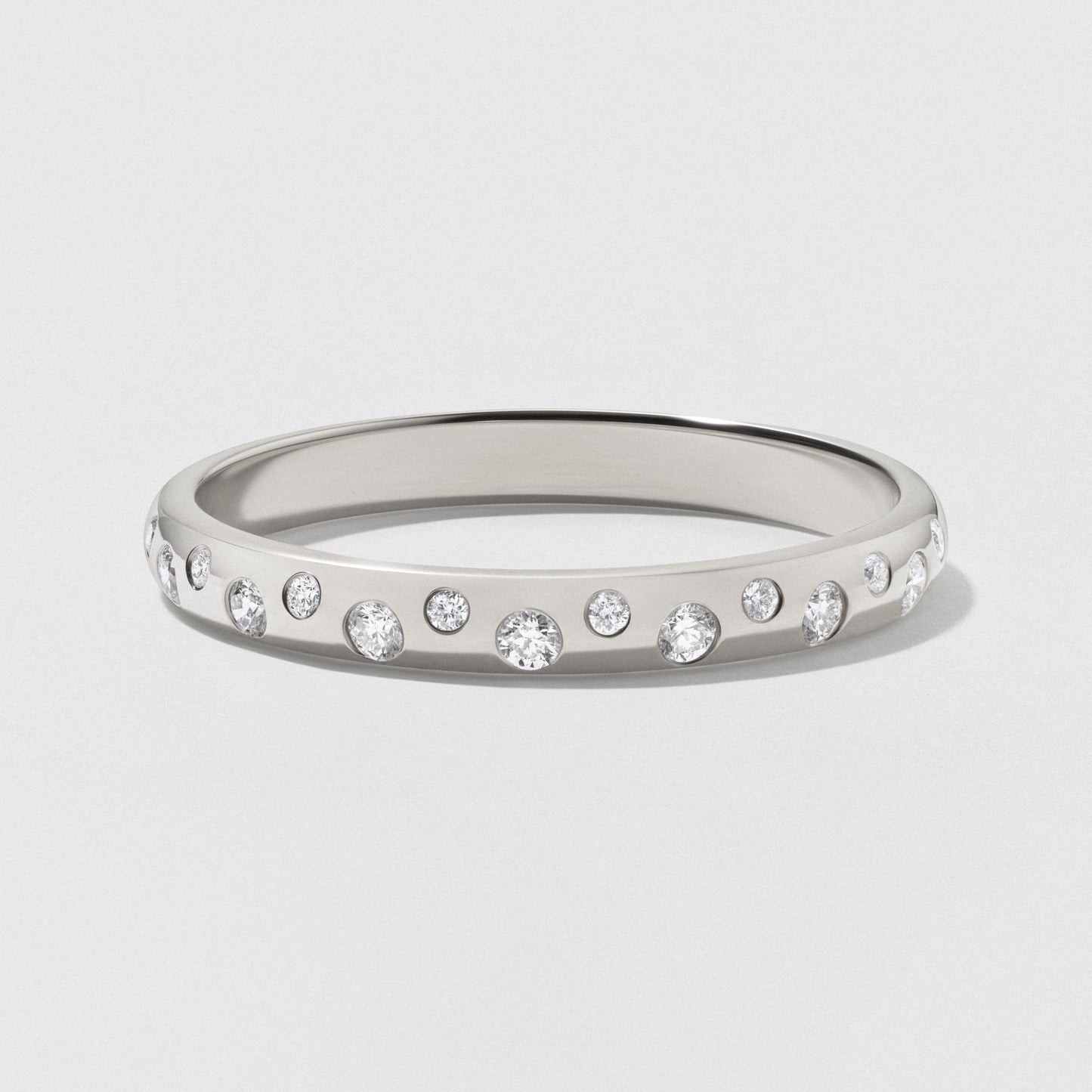 Platinum Scattered Diamond Ring - Polished 2.5mm