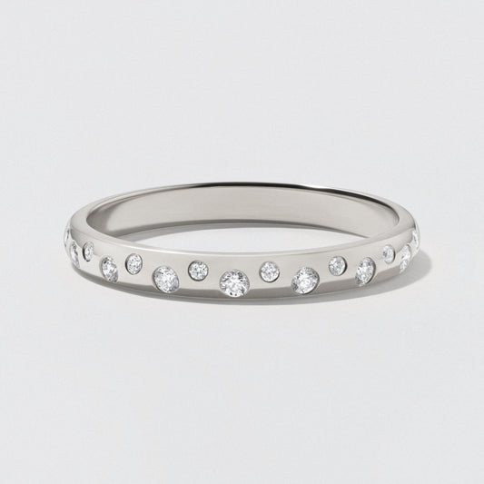 Platinum Scattered Diamond Ring - Polished 2.5mm