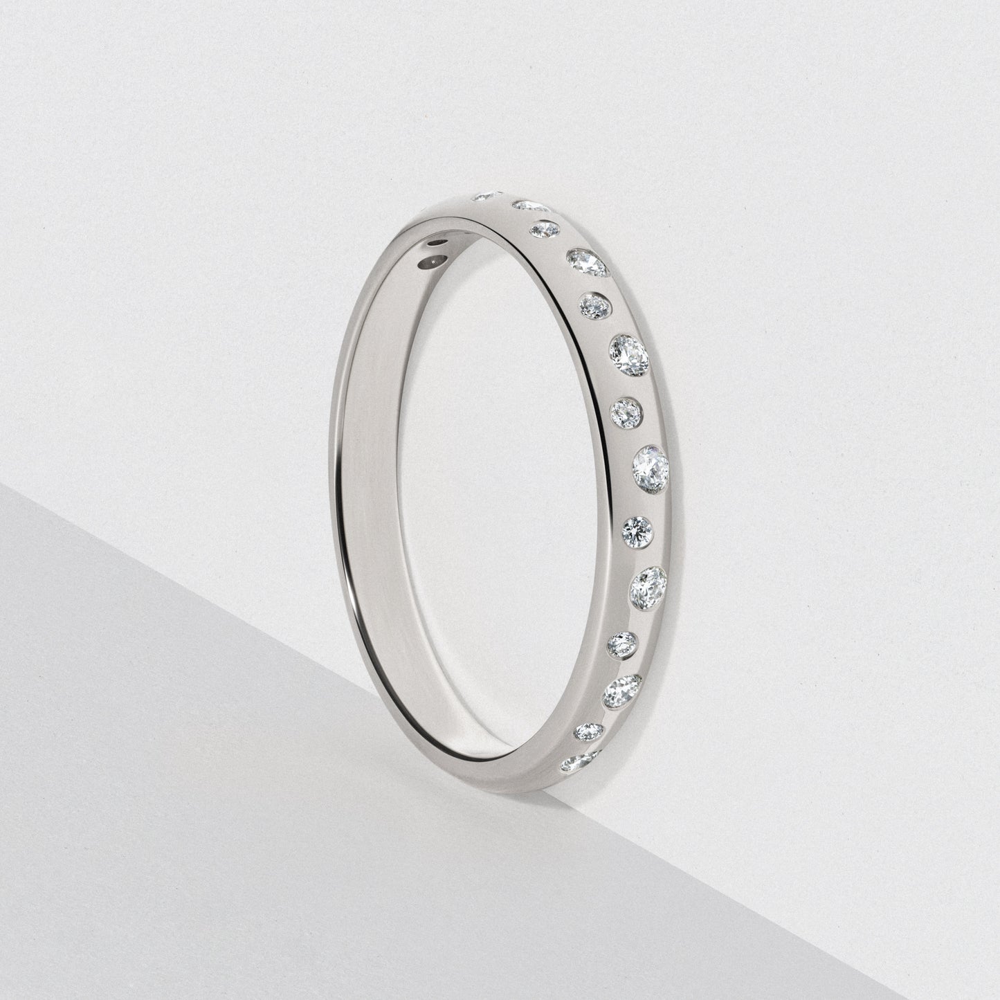 Platinum Scattered Diamond Ring - Polished 2.5mm