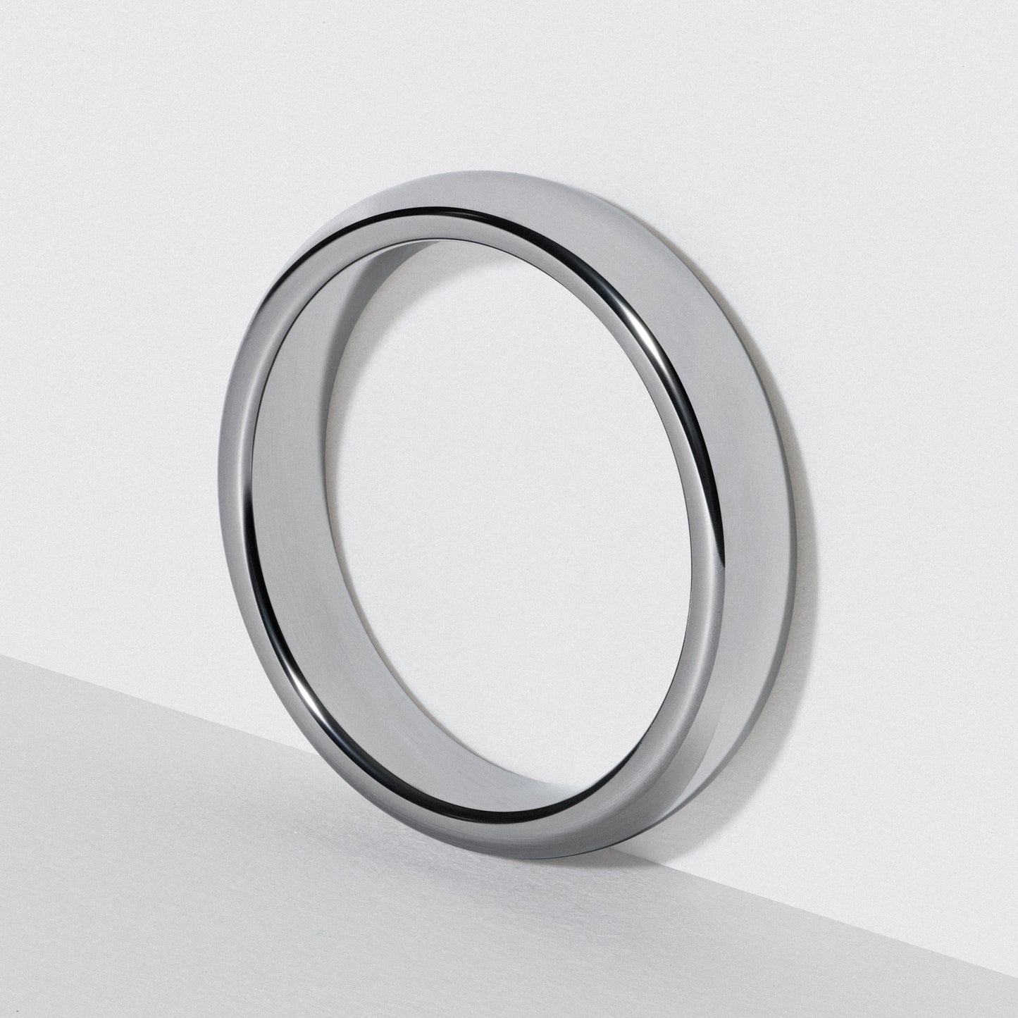 White Tungsten Classic Wedding Band - Polished 4mm