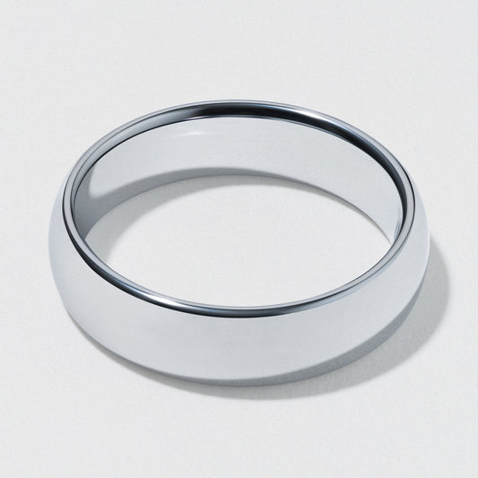 White Tungsten Classic Wedding Band - Polished 6mm