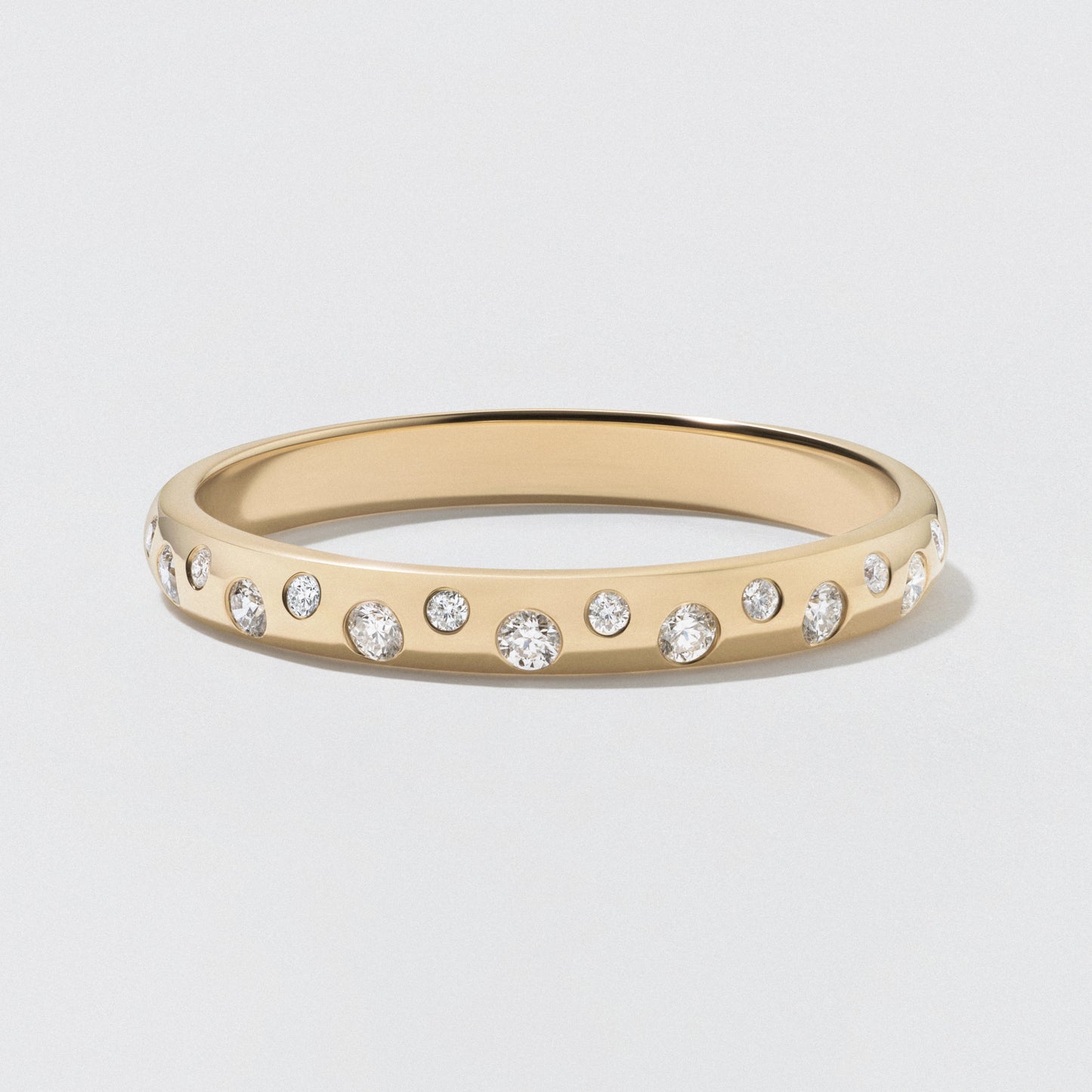 Yellow Gold Scattered Diamond Wedding Band - Polished 2.5mm